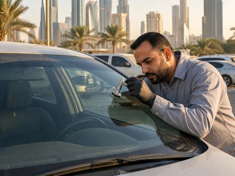 تلف زجاج السيارة الأمامي في مصر والخليج: إصلاح أم استبدال أم مواصلة القيادة؟